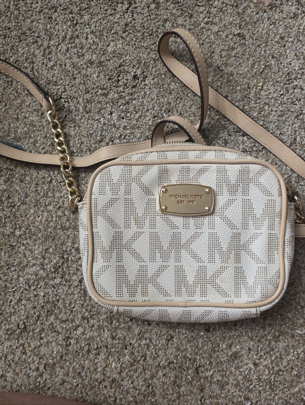 Michael Kors Jet Set Signature Small Crossbody Bag in Vanilla